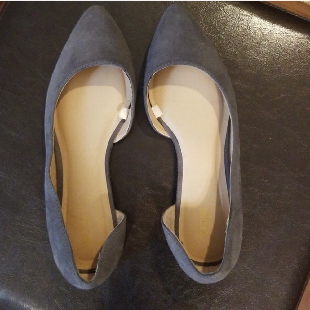 Gray flats, pointed toe